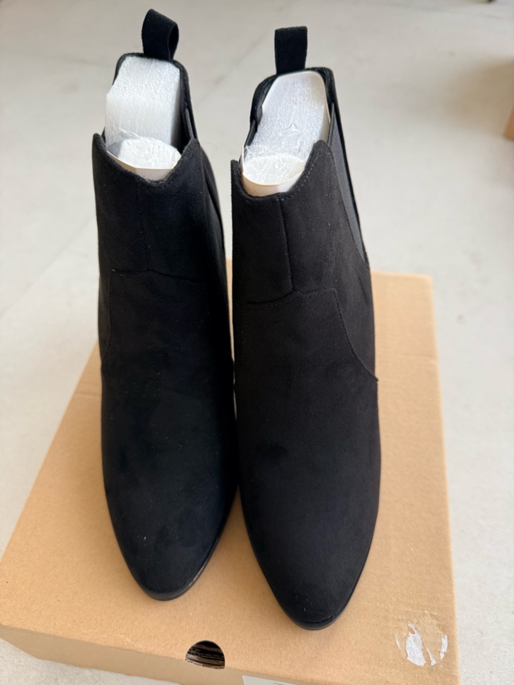 Black Suede Pointed Toe Ankle Boots - Women
